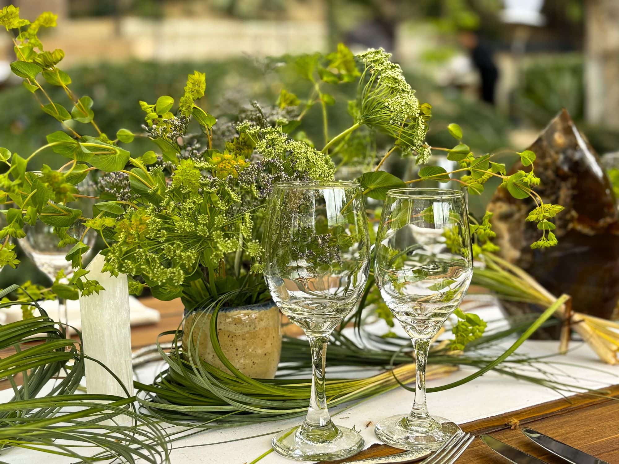 Outdoor floral table runner for special event