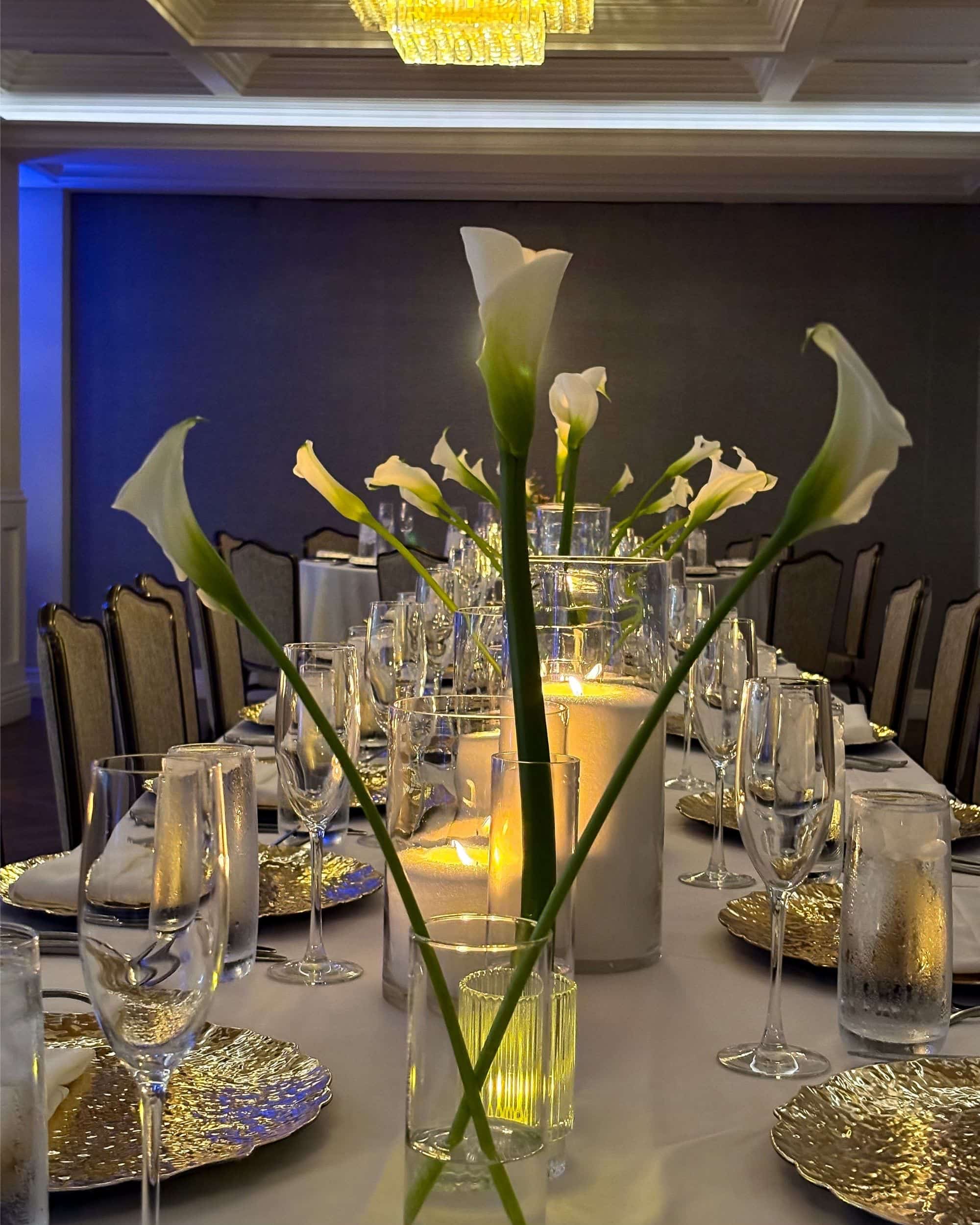 Calla Lily bud vases for wedding table